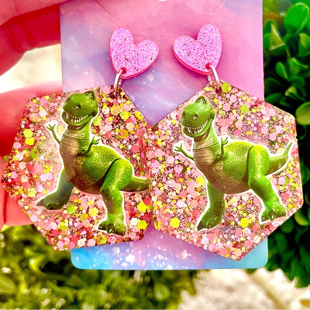 Rex from Toy Story Acrylic Dangle Earrings